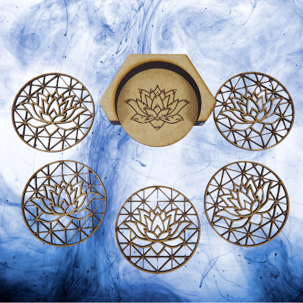 Elegant Lotus Coaster Set with Holder