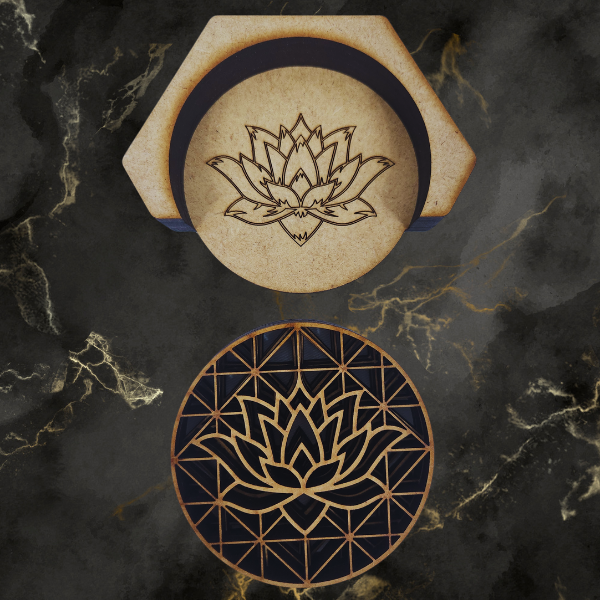 Elegant Lotus Coaster Set with Holder