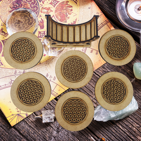 Sacred Geometry Flower of Life Coaster Set ✨🌿