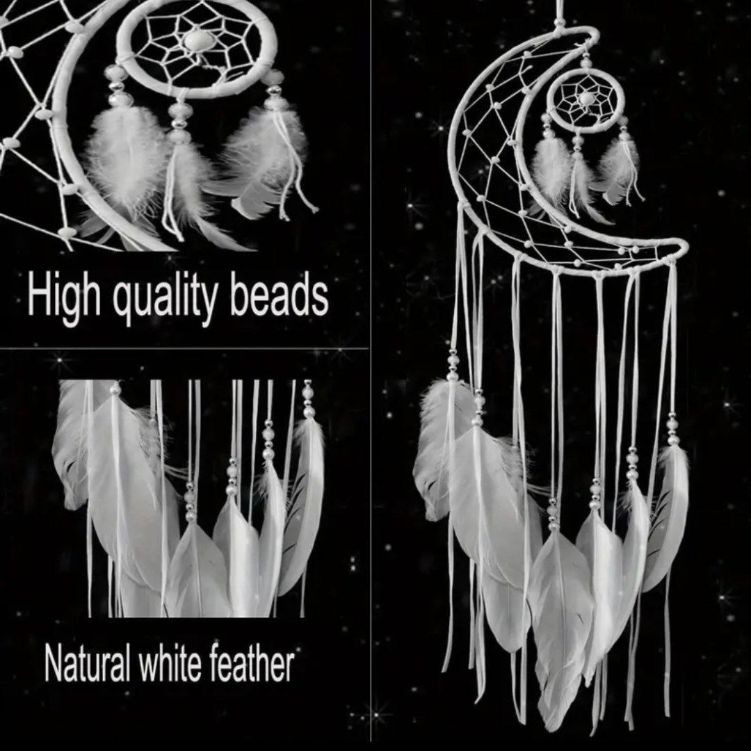 ✨ White Moon Dreamcatcher – Guardian of Peaceful Dreams ✨