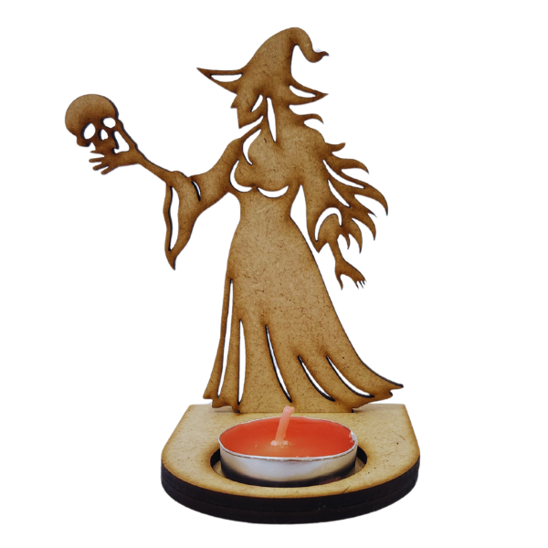 Witch of Shadows Skull Tealight Holder