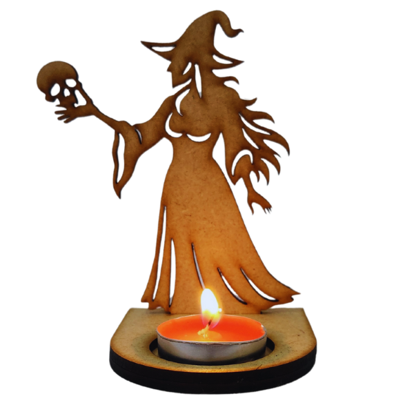 Witch of Shadows Skull Tealight Holder