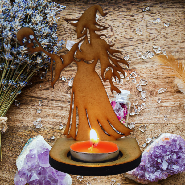 Witch of Shadows Skull Tealight Holder