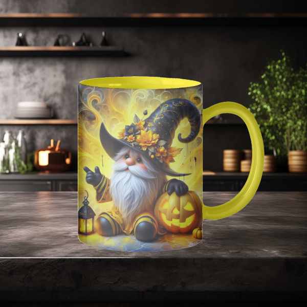 Whimsical Yellow Gnome Coffee Mug