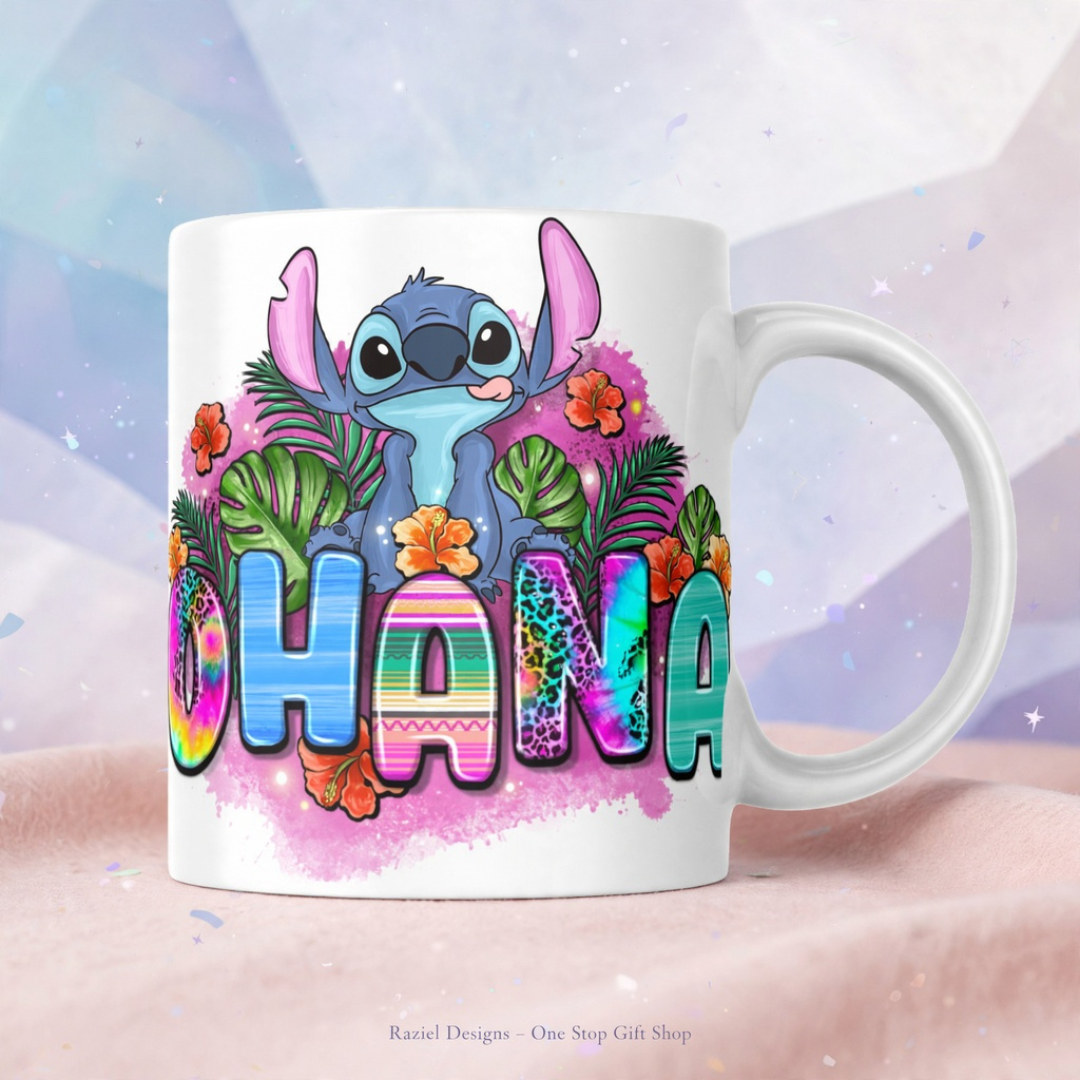 Stitch Ohana Themed Printed Coffee Cup