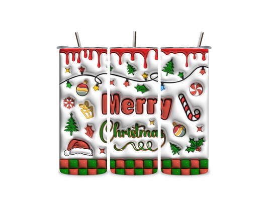 3D Merry Christmas Tumbler