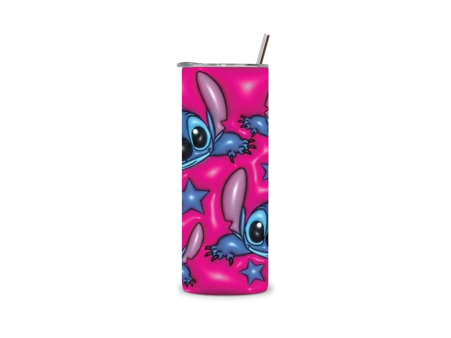 3D Pink and Blue Stitch Tumbler