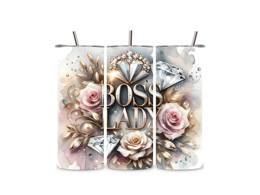 Floral Diamond Boss Lady 20 oz Tumbler