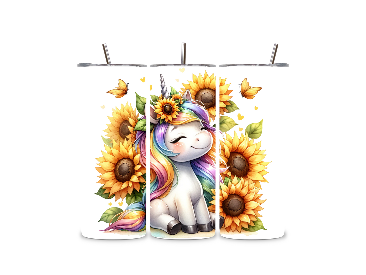 Cute Sunflower Unicorn 20 oz Tumbler