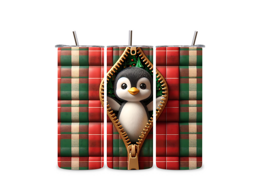 Penguin 3D Zipper 20 oz Tumbler