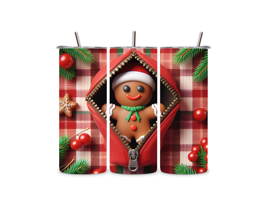 Ginger Bread Man 3D Zipper 20 oz Tumbler