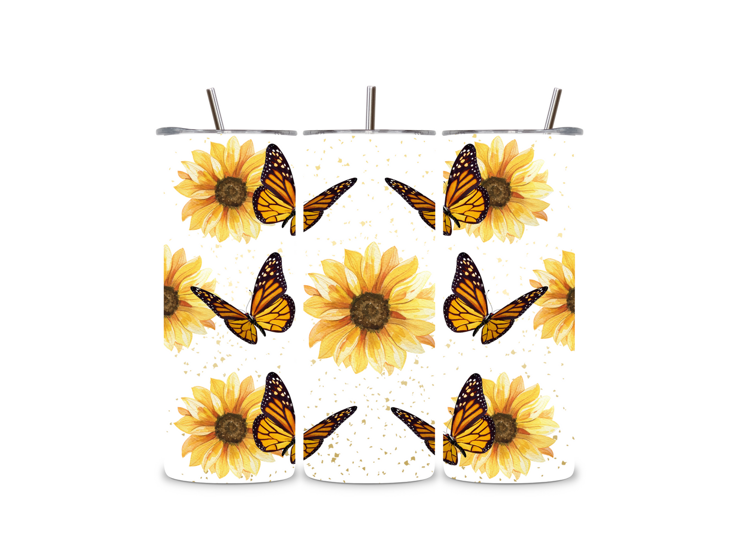 Sunflower and Butterfly 20 oz Tumbler