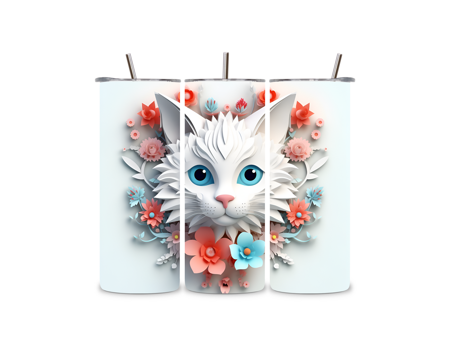 Beautiful Floral Cat 20 oz Tumbler