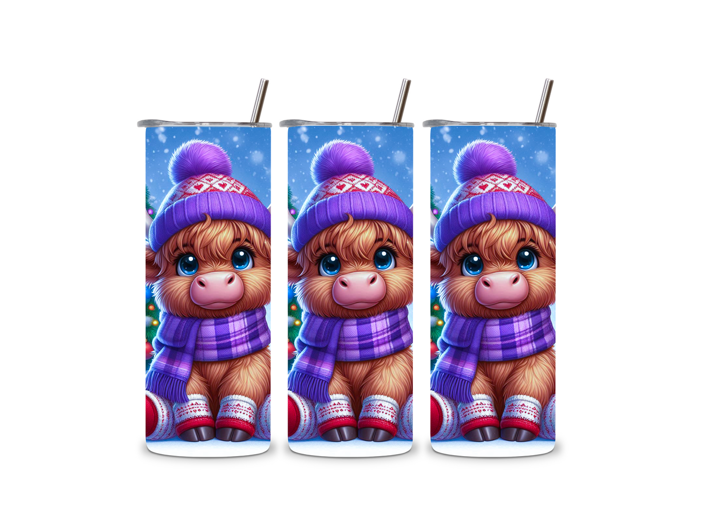 Cute Christmas Baby Cow 20 oz Tumbler