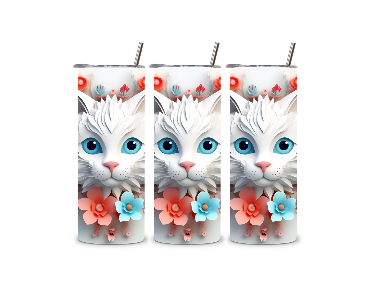 Beautiful Floral Cat 20 oz Tumbler