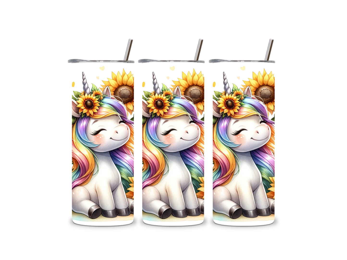 Cute Sunflower Unicorn 20 oz Tumbler