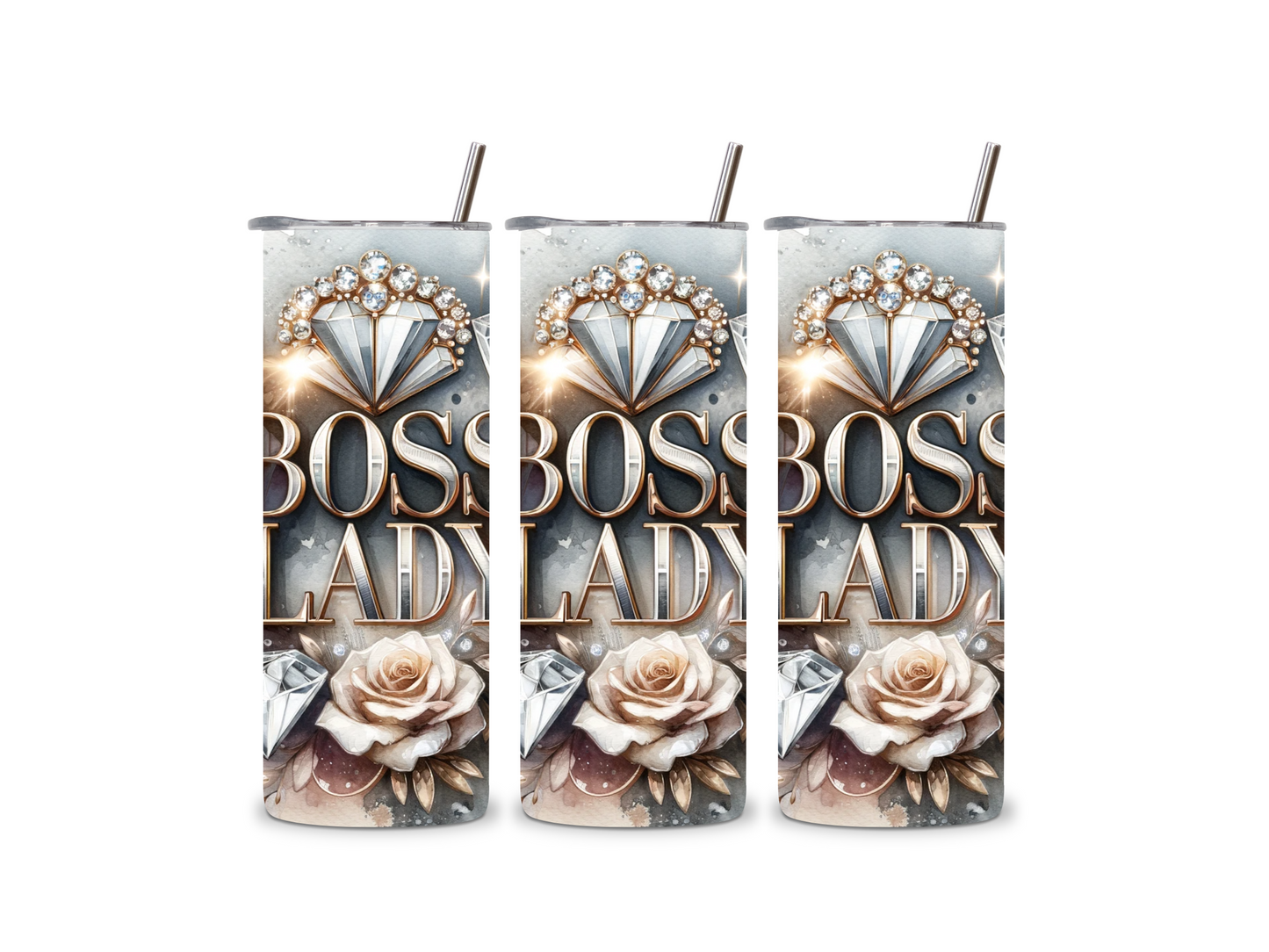 Floral Diamond Boss Lady 20 oz Tumbler