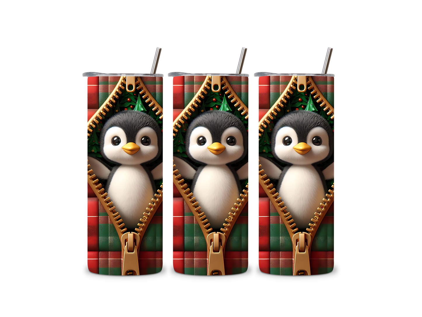 Penguin 3D Zipper 20 oz Tumbler