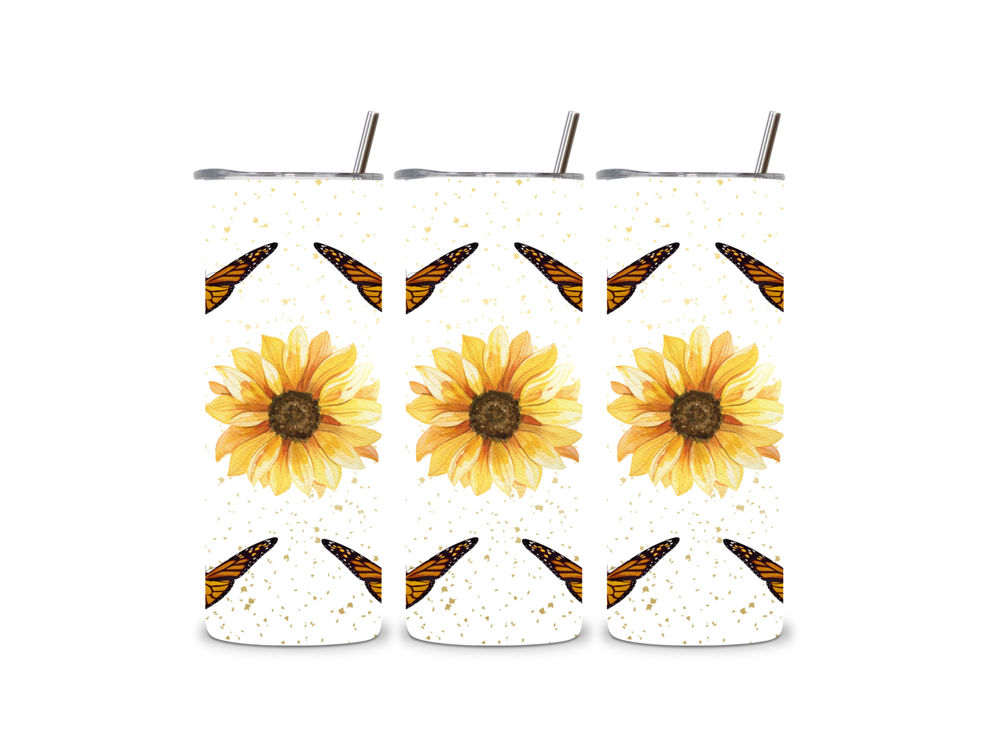 Sunflower and Butterfly 20 oz Tumbler