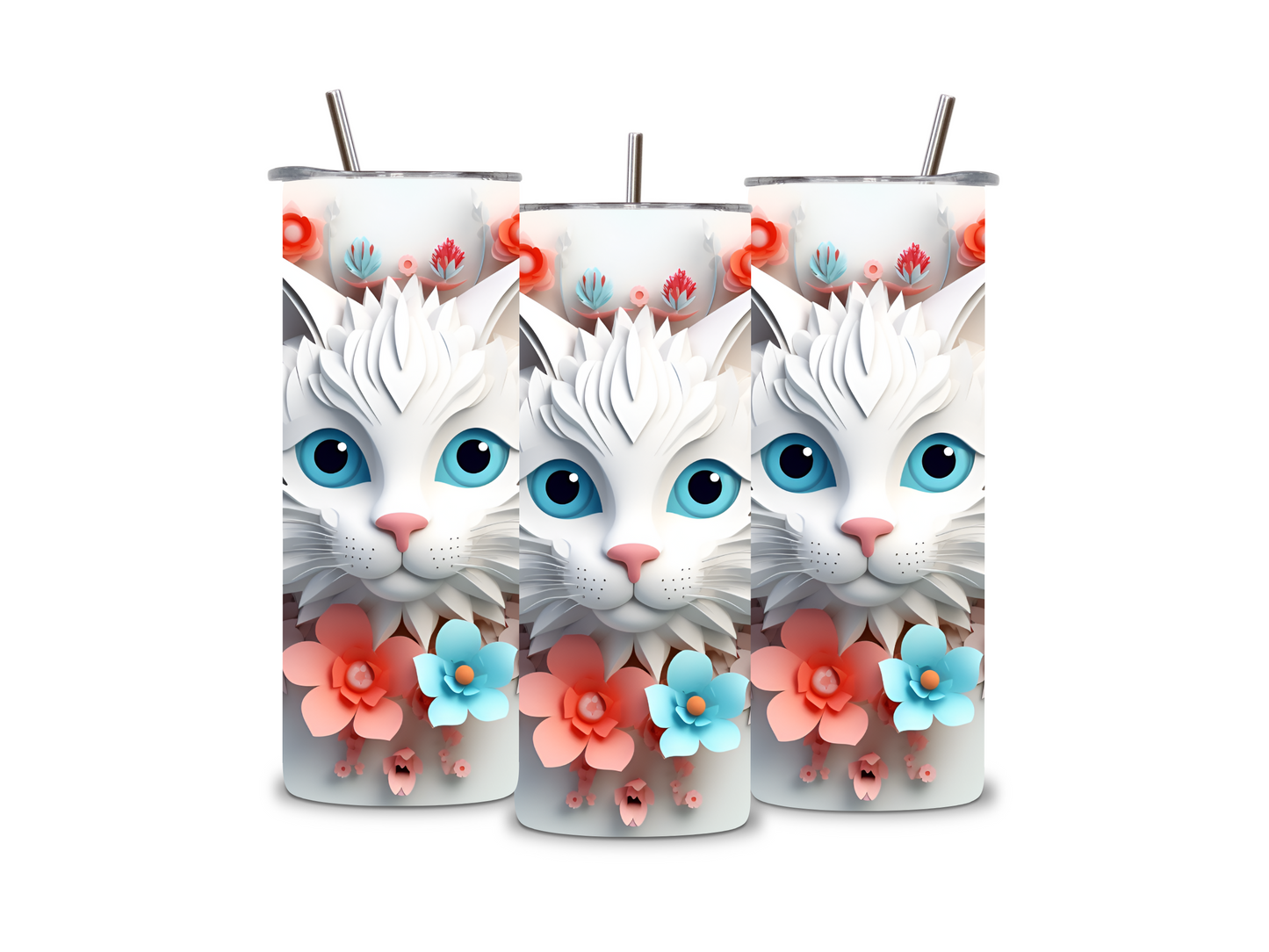 Beautiful Floral Cat 20 oz Tumbler