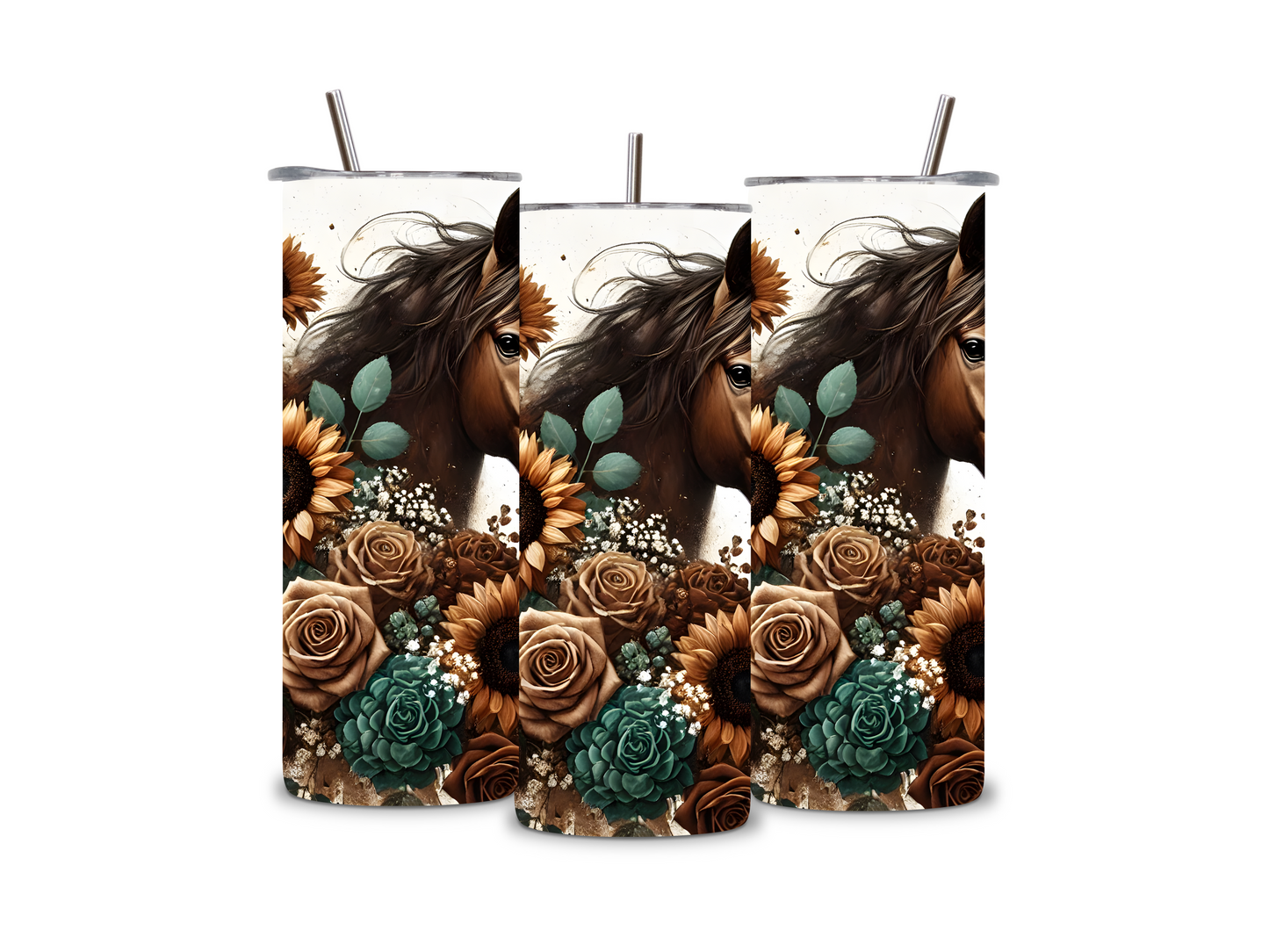 Sunflower And a Beautiful Horse 20 oz Tumbler