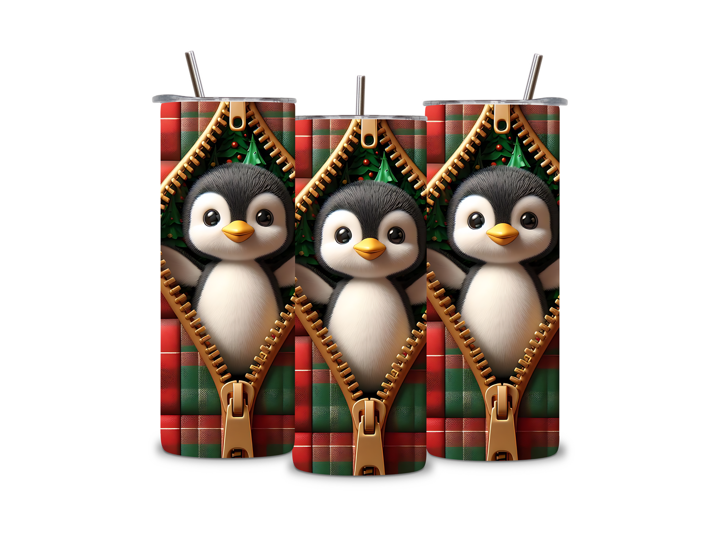 Penguin 3D Zipper 20 oz Tumbler