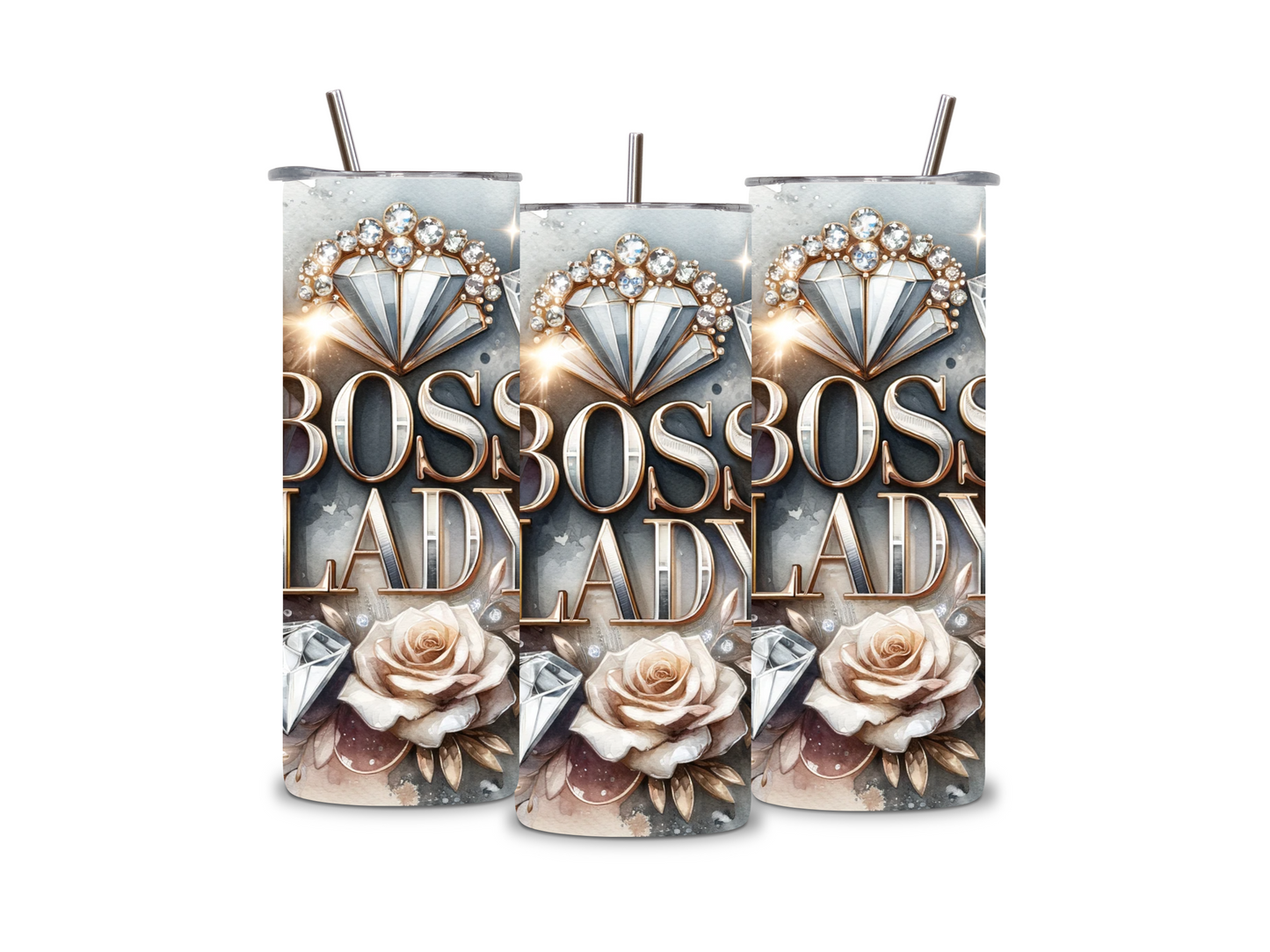 Floral Diamond Boss Lady 20 oz Tumbler