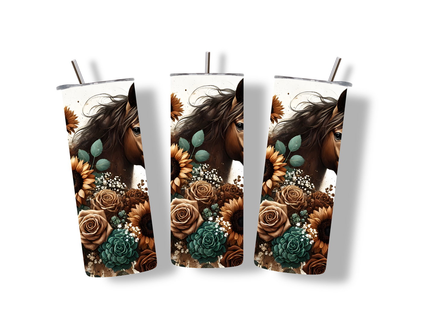 Sunflower And a Beautiful Horse 20 oz Tumbler