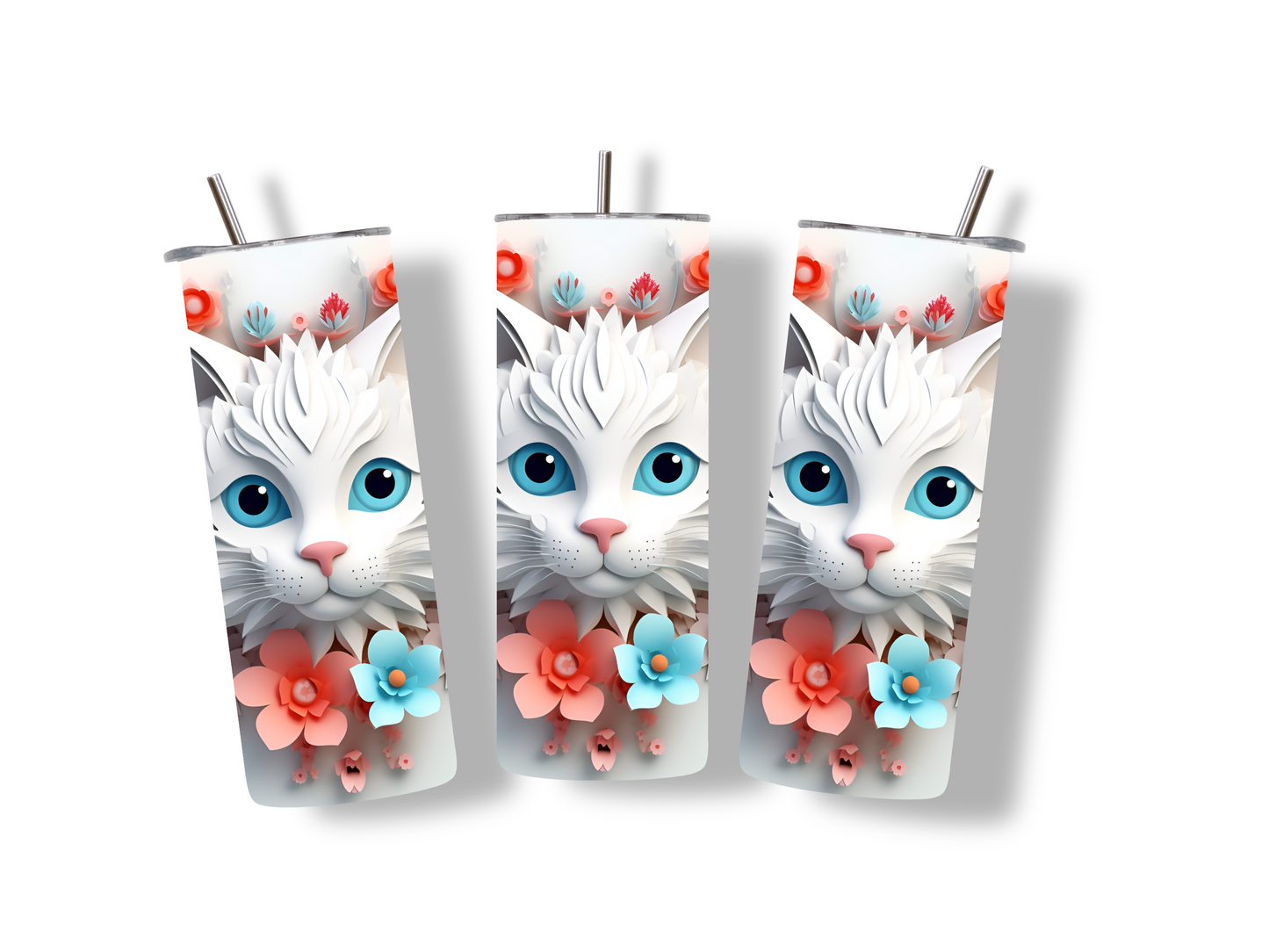 Beautiful Floral Cat 20 oz Tumbler