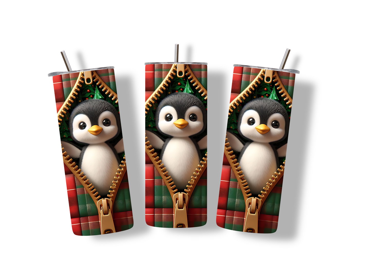 Penguin 3D Zipper 20 oz Tumbler