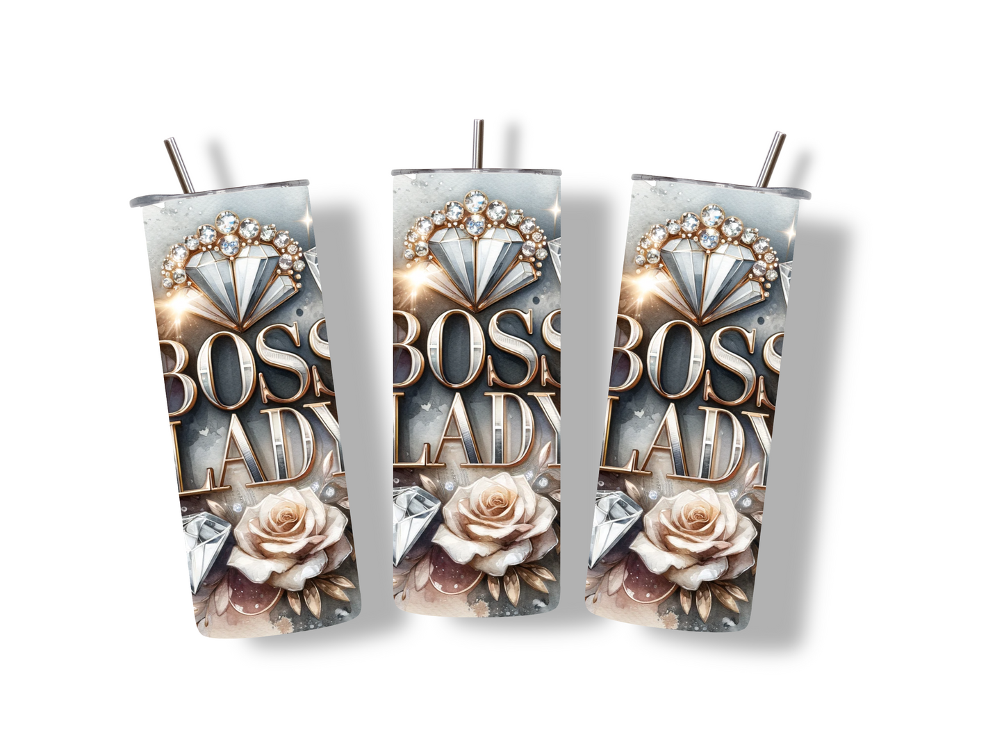 Floral Diamond Boss Lady 20 oz Tumbler