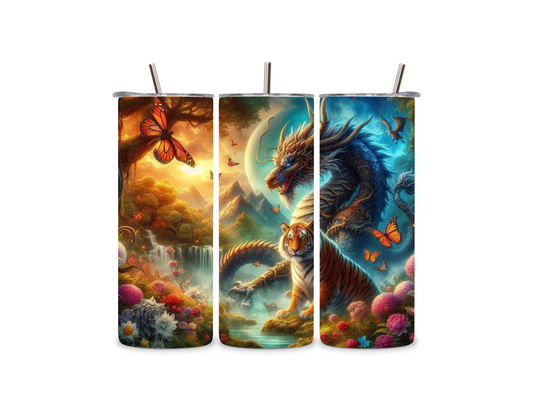 Dragon and Tiger Sunset Skinny Tumbler