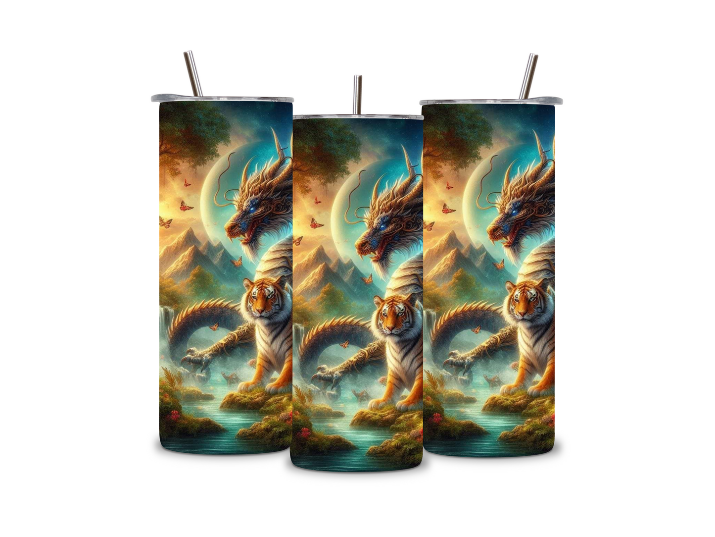 Dragon and Tiger Sunset Skinny Tumbler