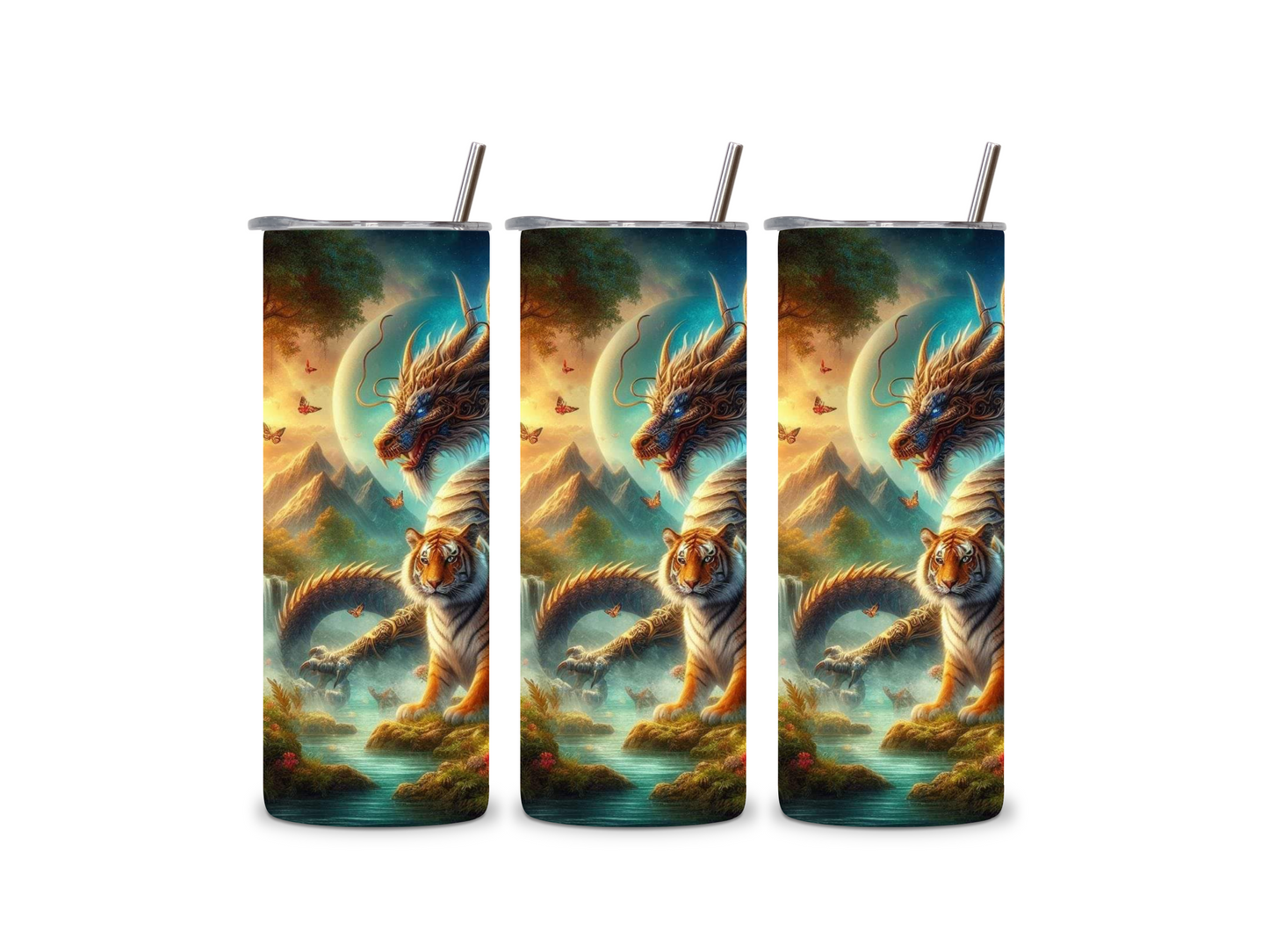 Dragon and Tiger Sunset Skinny Tumbler