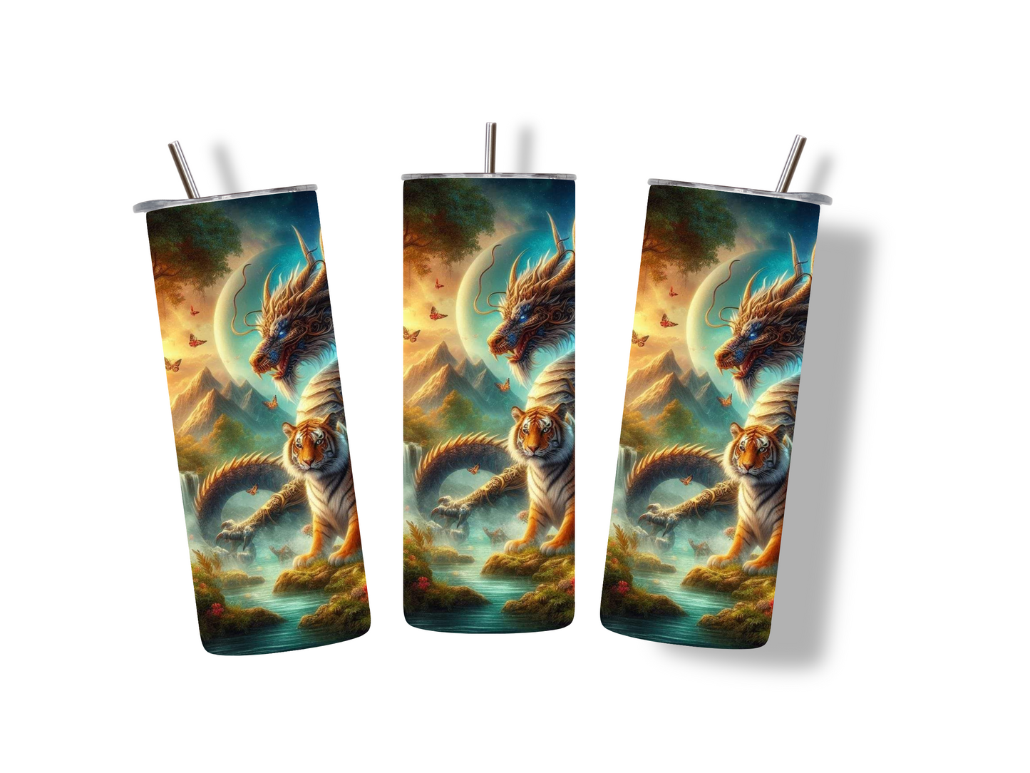 Dragon and Tiger Sunset Skinny Tumbler