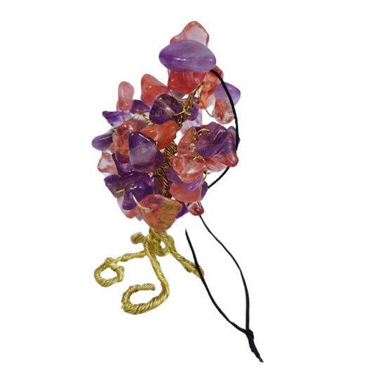 Amethyst & Cherry Quartz Gem Tree Rearview Mirror Charm