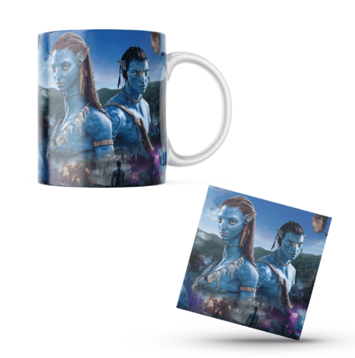 Avatar Themed Printed Coffee Cup and Coaster Set