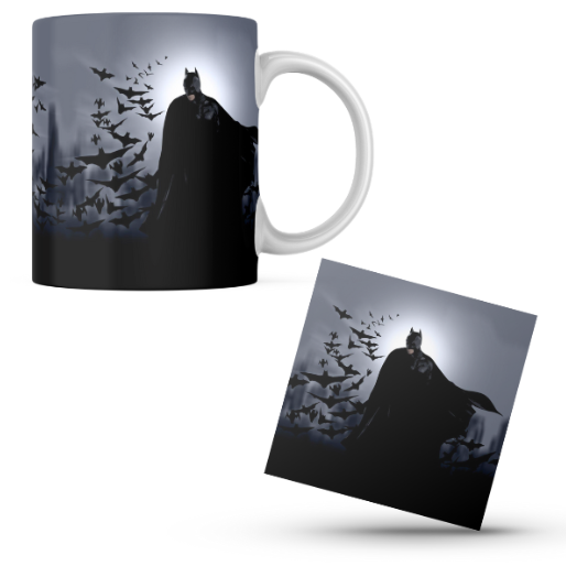 Batman Themed Printed Coffee Cup and Coaster Set