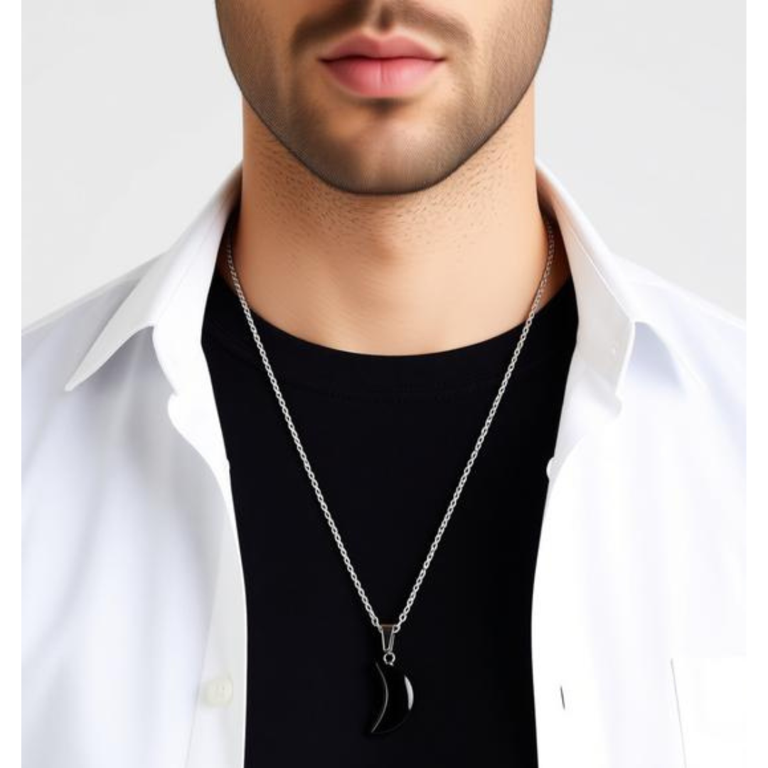 Black Obsidian Crescent Moon Protection Necklace