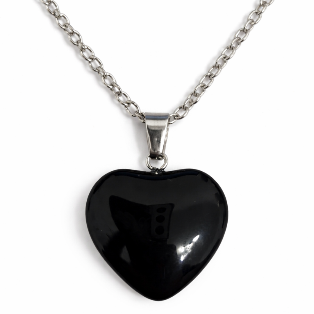 Black Obsidian Heart Protection Necklace