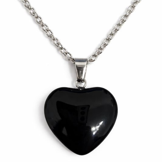 Black Obsidian Heart Protection Necklace