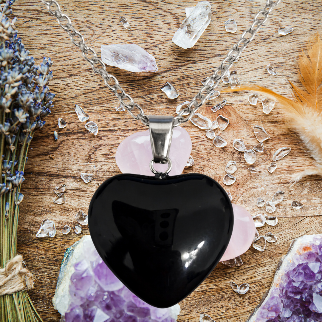 Black Obsidian Heart Protection Necklace