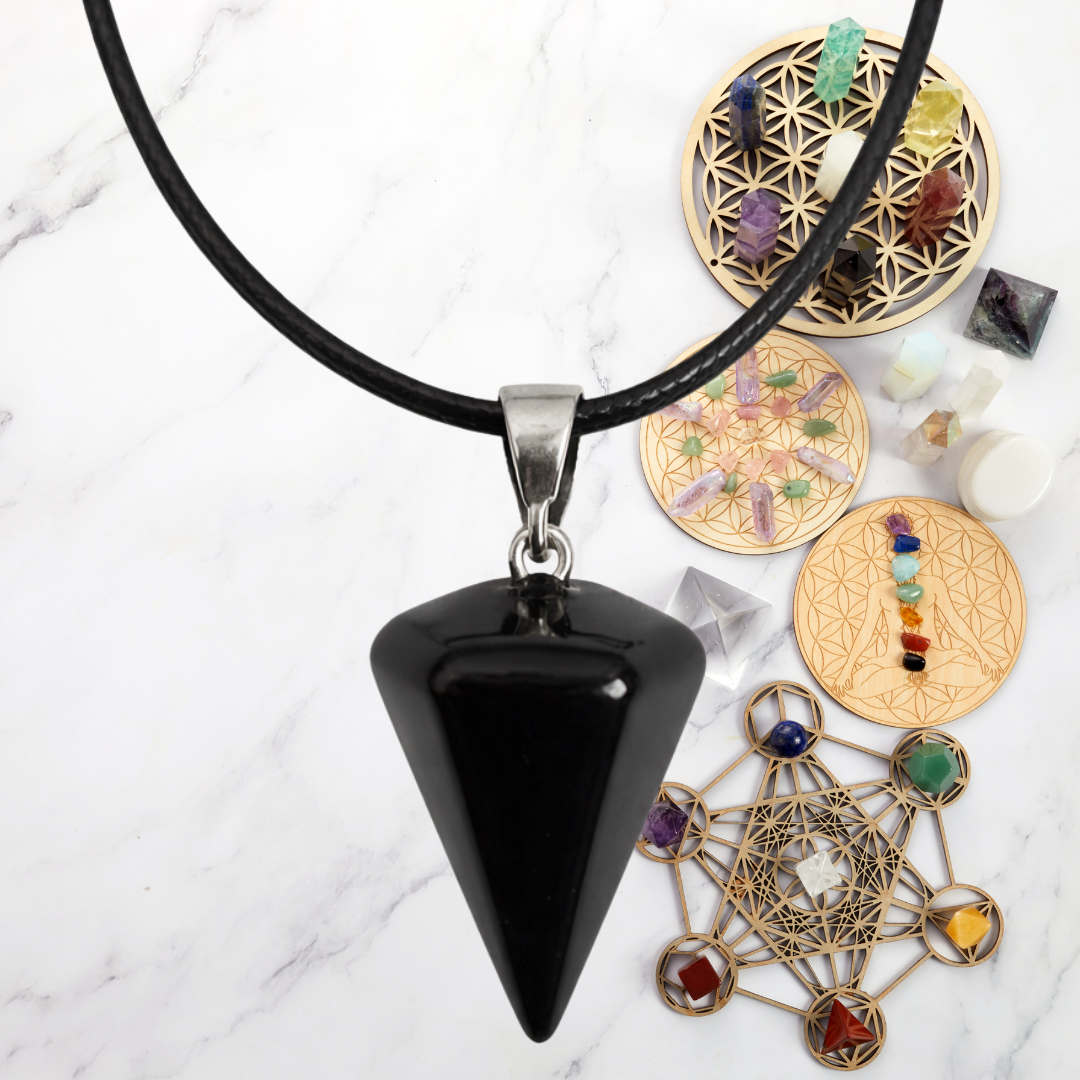 Black Obsidian Pendulum Necklace