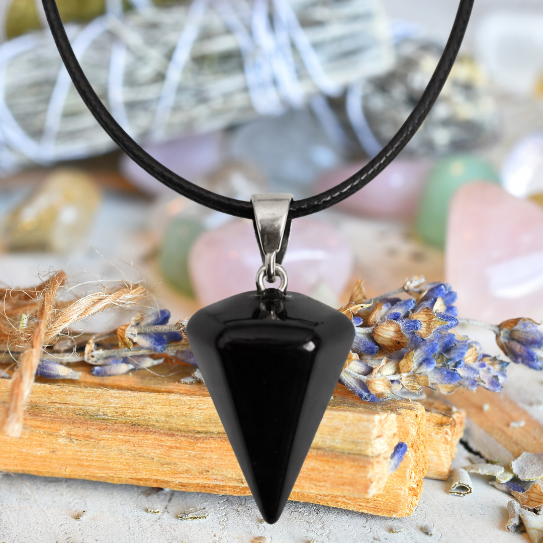 Black Obsidian Pendulum Necklace