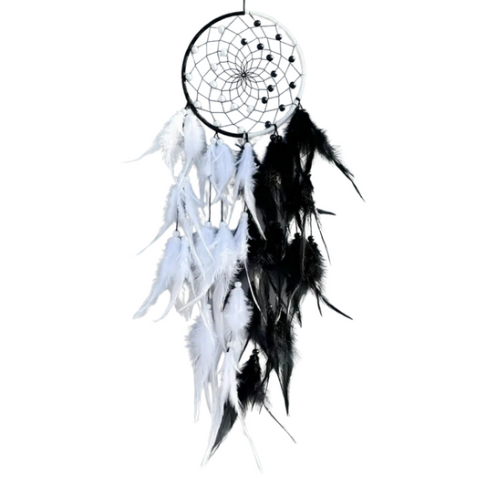 Black & White Dreamcatcher – Balance, Protection & Timeless Elegance