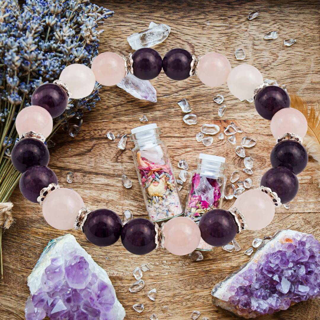 Blooming Harmony Amethyst & Rose Quartz Bracelet