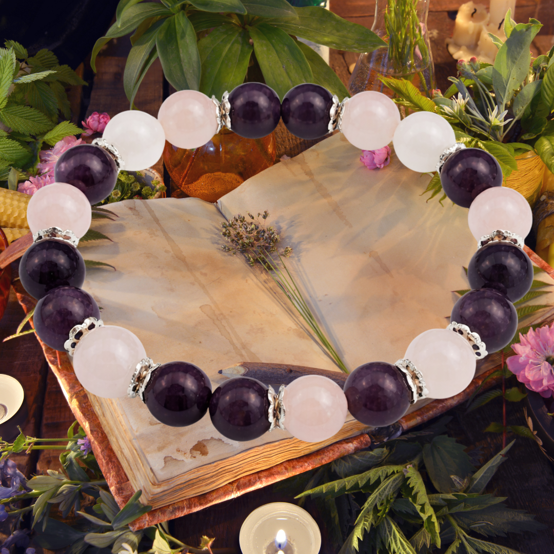 Blooming Harmony Amethyst & Rose Quartz Bracelet
