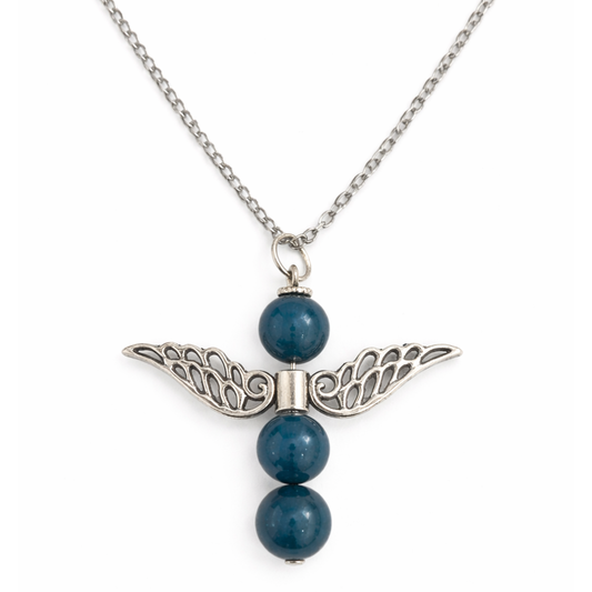 Blue Apatite Angel Wings Necklace