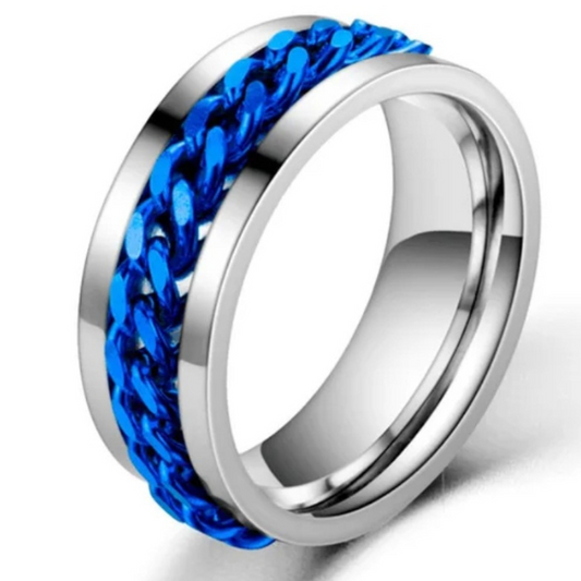 Blue Chain Fidget Ring