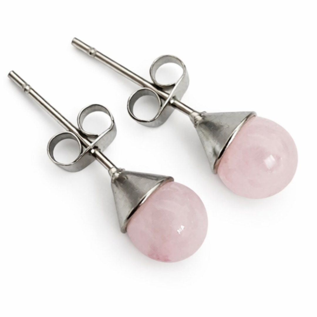 Blush Harmony Rose Quartz Stud Earrings